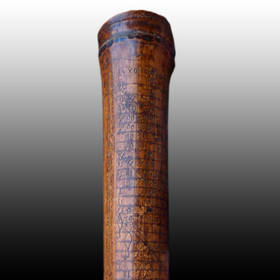 Batak Karo calendar (Porhalaan) scribed on a segment of bamboo