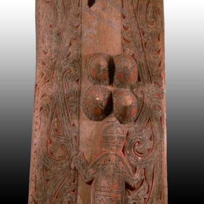 Batak Toba granery door with tree, lizard and 4 breasts