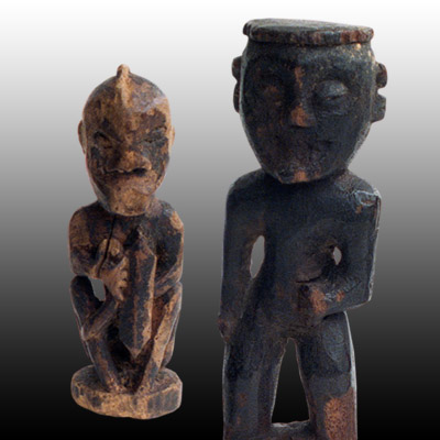 Two Dayak wooden charms