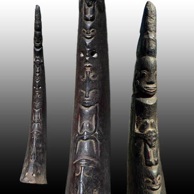 Carved buffalo horn and stopper used to carry medicine, magic substance or pupuk (a Naga Morsarang or Sahan)