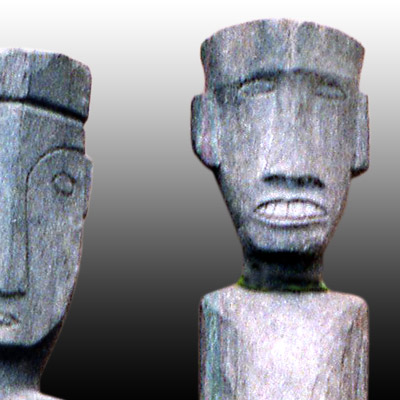 Pair of Kalimantan grave posts of slender form