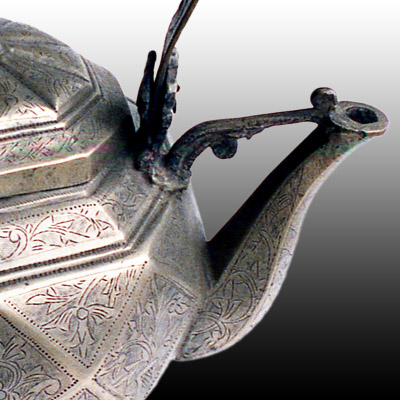 Minangkabau brass kettle of unusual octagonal form