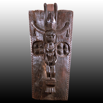 Nias Island wood door panel with ancestor figure