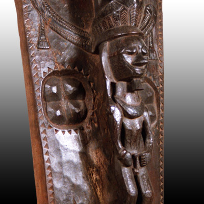 Nias Island wood door panel with ancestor figure