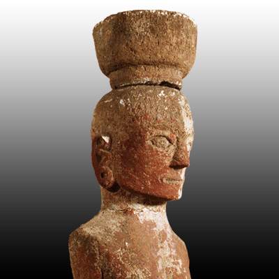 Batak Toba stone femal figure in seated position