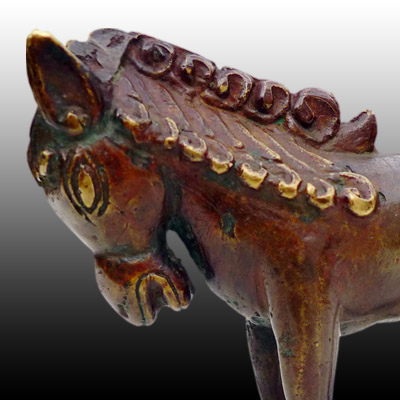 Bronze Sumba Island horse with its tail in the form af an axe