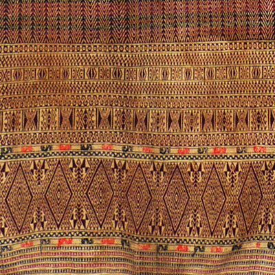 Sumatra Batak ceremonial warp ikat shoulder cloth (Ulos Pinunsaan)