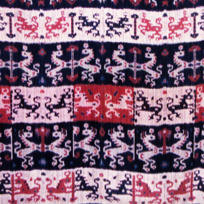East Sumba man’s warp ikat shoulder or hip cloth (Hinggi Kaliuda)