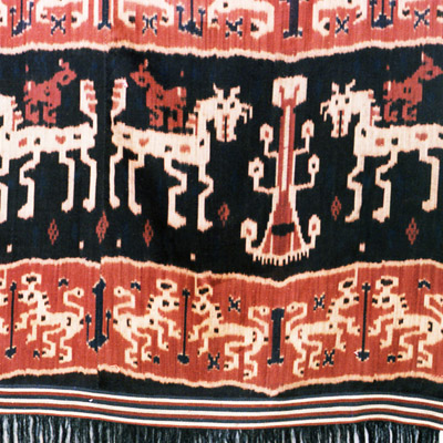 East Sumba man’s warp ikat shoulder or hip cloth (Hinggi)